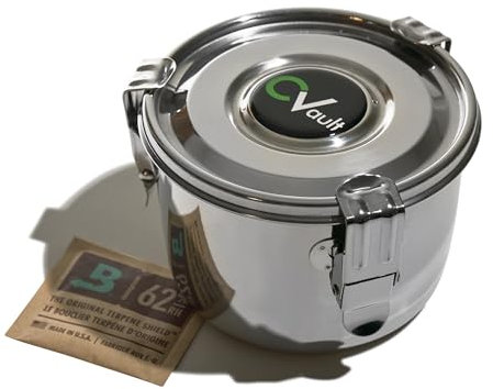CVAULT Large 2 oz Storage Container | Smell-Proof, Air Tight & Light Resistant | Food Grade Stainless Steel | Includes 62% RH 8-gram Pack