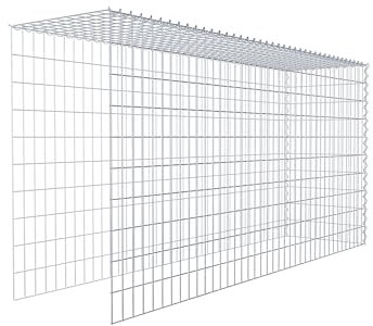 GABIONA Cesta de piedra de gavión rectangular, malla de 5 x 10 cm, profundidad de 50 cm, cesta de cultivo tipo 4, cierre de espiral, galvanizado (200 x 100 x 50 cm)