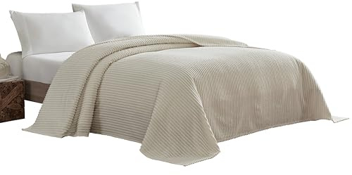 Beatrice Home Fashions Channel Chenille Bedspread, Queen, Ivory