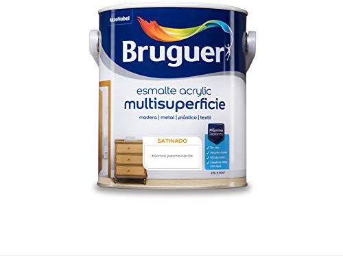 Bruguer Acrylic Multisuperficie Esmalte al agua Satinado Blanco Permanente 2,5 L