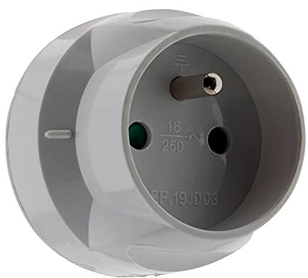 Zenitech Adaptateur transformateur électrique - fiche mâle 20A vers fiche Femelle 16A - Blanc