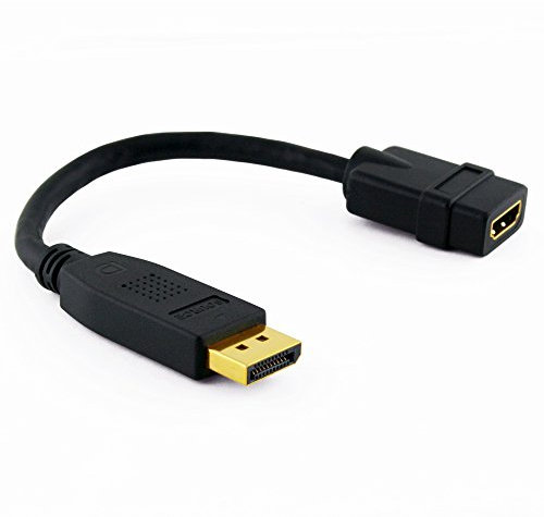 Cablesson Câble court DisplayPort vers HDMI multimode - Adaptateur vidéo DP mâle vers HDMI femelle - Actif avec audio, 4K, Full HD, HDMI 2.0/1.4, pour HDTV, Apple et PC - Adaptateur DP vers HDMI - Noir - 200 mm