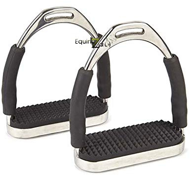 2PC Flex Stainless Steel English Saddle Stirrups with High Strength Iron Stirrups&Anti-Slip Rubber Pad,Safety Horse Riding Stirrup,Design for Knee&Ankle Pain Relief,Reduces Stress&Fatigue(5 Inch)