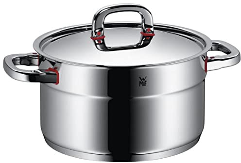WMF Premium One Kochtopf groß 24cm, Metalldeckel mit Dampföffnung, Fleischtopf Induktion 5,6l, Cromargan Edelstahl poliert, Innenskalierung
