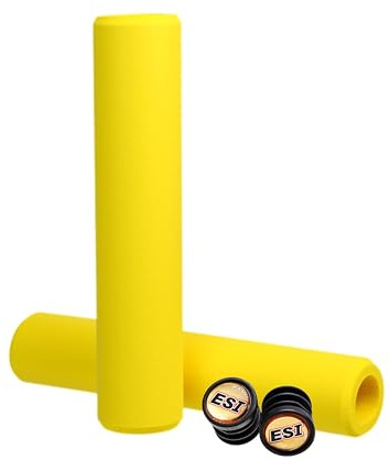 ESI Grips Racer's Edge - Silicone MTB Grips - Thin and Light Handlebar Grips - Extra Light Bike Grips (Yellow)