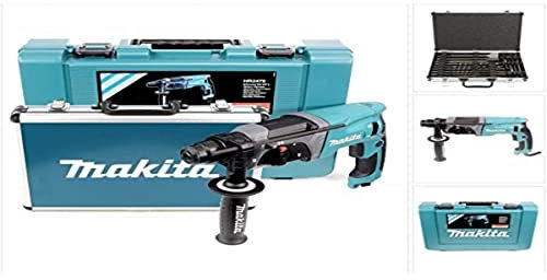 Makita HR2470 Bohrmaschine + Bohrer & Meißelset, 780 W, 220 V Blau