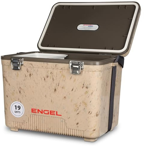 ENGEL Kühlbox 19qt (18 Liter) Auslaufsicher, Luftdicht, Tragbare, Kleine Kühlbox für Camping, Picknick, Wandern, Festival - Eisbox Ohne Strom für Männer & Frauen, 42 x 28,6 x 32,4 cm im Grasland Camo