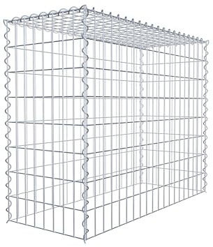 GABIONA Cesta para piedra (rectangular, malla de 5 x 10 cm, profundidad de 40 cm, cesta de cultivo tipo 3, cierre de espiral, galvanizada (100 x 80 x 40 cm)