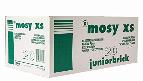mosy Steckschaum - Ziegel, II Wahl, 20 Stück, Blumen - Steckmasse, frisch, nass, je 20x10x7 cm f. Blumen-Gestecke, Tisch-Blumenschmuck