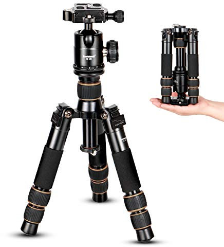 Koolehaoda Mini Stativ für Kamera mit 360°Kugelkopf Aluminiumlegierung 55cm Tragbares Desktop Reisestativ für DSLR Kamera Video Camcorder, Maximale Belastung 10kg - (KQ-166)