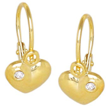 My Gold Herz Ohrhänger Ohrringe Echtes Gelbgold 333 Gold (8 Karat) 12mm x 6mm Herzform Zirkonia Goldohrringe Bambino V0013340