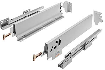 GTV - Sistema di Cassetti Modern Box, Set Guide Scorrevoli per Cassetti, Set di Cassetti, Portata fino a 40 kg, Sincronizzazione del Percorso Delle Guide, L=400mm H=83 mm, Grigio