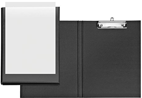 VELOFLEX - Porte-bloc VELODUR format A4 noir | Contrecollé sur PP, agrafe métallique, œillet de suspension, coins en caoutchouc, pochette avant, fabriqué en Allemagne