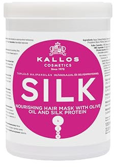 Kallos Cosmetics KJMN Silk Nourishing Hair Mask for Dry, Fragile and Dull Hair, Enhances Texture and Shine, Boosts Elasticity with Olive Oil and Silk Protein - 1L