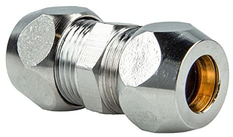 tecuro Doppel Quetschverschraubung G 3/8 Zoll x Ø 8 mm Rohr, Messing verchromt