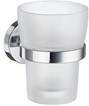 Smedbo Home Holder mit Glas Becher Porzellan poliert Chrom