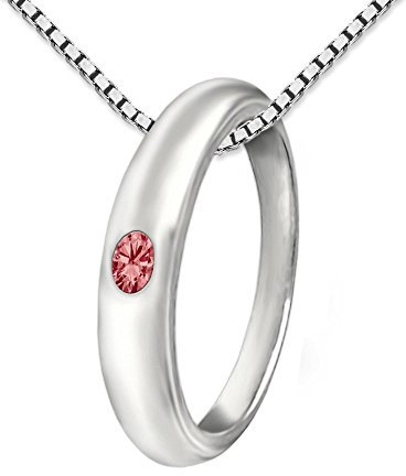 CLEVER SCHMUCK Mädchen Taufkettchen zur Taufe mit Taufring schlicht Zirkonia rubinrot & Kette Venezia 36 cm Sterling Silber 925 im Taufe Etui weiß