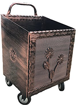 TRÄGÅNG TRÄ SVART/KOPPAR MED HJUL CM 43 x 37 x 72H