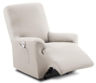 Textilhome Relaxsessel Bezug 1-Sitzer Jacquard Stretchhusse für Relaxsessel, Elastischer Relaxsesselbezug & Überzug, Sesselschoner Waschbar, Elfenbein 70–100 cm