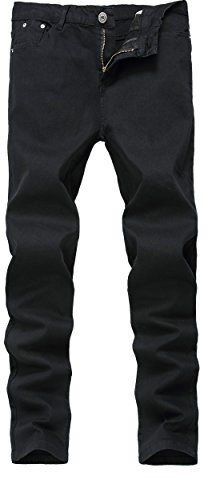 Men's Black Skinny Slim Fit Stretch Straight Leg Fashion Jeans Pants, 36W