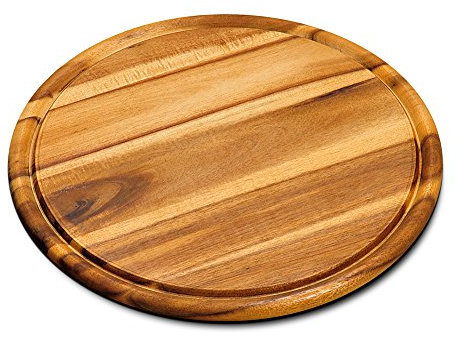 KESPER 28444 Set di 1 piatti per carne in legno di acacia, Ø 30 cm, certificati FSC, adatti anche come vassoio per pizza o tagliere