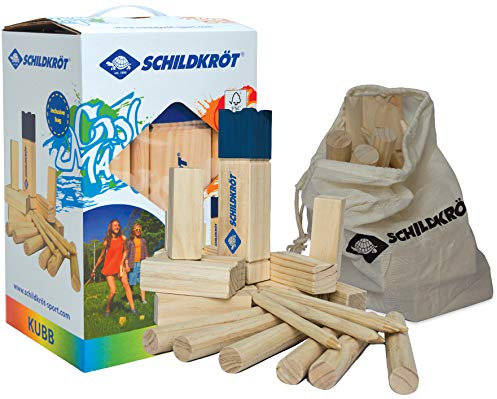 Schildkröt Kubb Schwedenschach, das beliebte Gartenspiel aus Skandinavien, komplettes Set aus FSC zertifiziertem Holz, inkl. Tragetasche zur Aufbewahrung, 970112