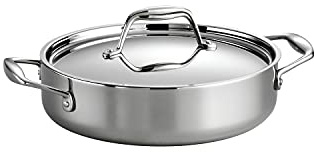 Tramontina Signature Tri-Ply Clad Stainless Steel 3-Quart Braiser Pan with Lid, Induction-Ready, Dishwasher-Safe, NSF-Certified, Made in Brazil
