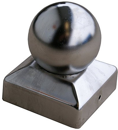 Gartenwelt Riegelsberger Capuchon de poteau en acier inoxydable V2A de qualité supérieure, capuchon en forme pyramidale avec boule, différentes tailles disponibles 71 mm mit Kugel