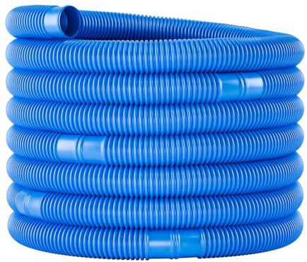 poolomio tuyau de piscine Ø38 mm / 6 m pour pompe de filtration, tuyaux flexible de qualité, résistant aux rayons UV et au chlore, made in Europe, bleu