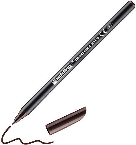edding 1200 Fasermaler fein - dunkel-braun - 1 Stift - Rundspitze 1 mm - Filzstift zum Zeichnen und Schreiben - für Schule, Mandala