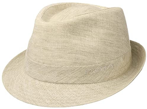Stetson Geneva Sonnenhut Stoffhut Made in Italy Damen Herren UV-Schutz 40+ Trilby Leinen Frühjahr Sommer beige 57 cm