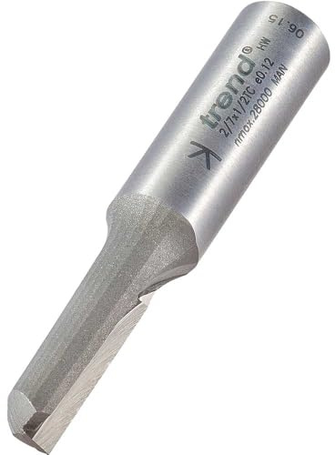 Trend Professional Single Flute Router Cutter Bit, 1/2 Inch Shank, 9.5mm Cut Diameter & 25mm Cut Length, Tungsten Carbide Tipped, 2/7X1/2TC