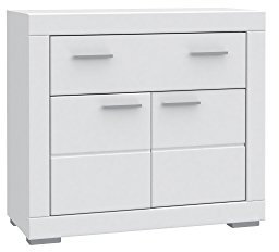 FORTE Snow Kommode, 2 Türen, 1 Schublade, Holzwerkstoff, Weiß matt, 95.7 x 41.7 x 86.5 cm