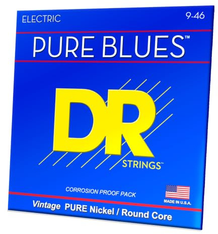 DR-strängar PURE BLUES™ – strängar för elektrisk gitarr av ren nickel: Lätt till medium 9-46