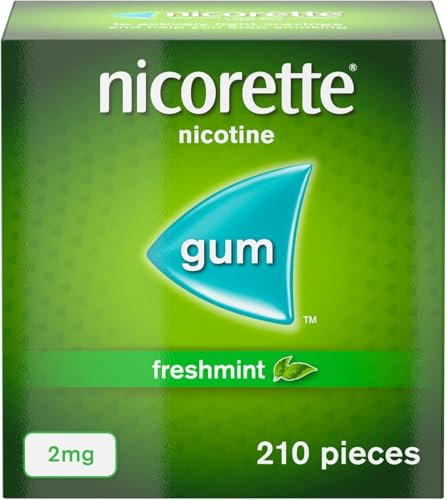 Nicorette Freshmint 2mg Gum (210 Pieces), Discreet Stop Smoking and Stop Vaping Aid to Help you Quit For Good, Tackle Cravings and Withdrawal Symptoms, Freshmint Nicotine Gum (Quit Smoking or Vaping)