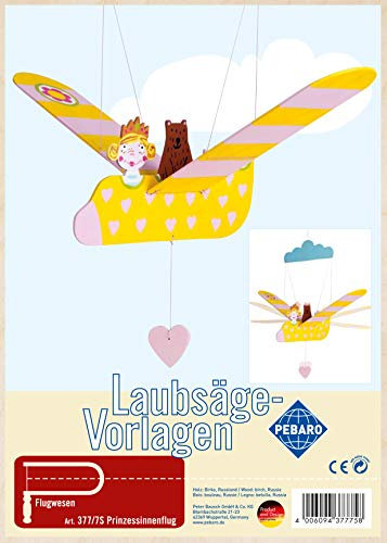 Pebaro 377/7S Laubsägevorlage Mobile Windspiel Prinzessinenflug, 3mm Sperrholz DIN A 4, Motiv vorgedruckt, aussägen mit Laubsägebogen, basteln, anmalen, fertig, Laubsägen, Holz, Geschenkidee