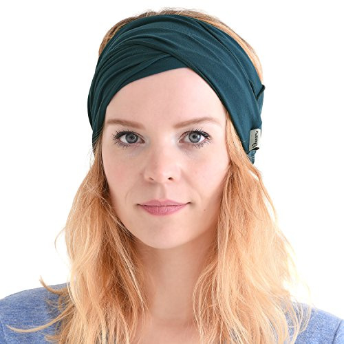 CHARM Headbands for Men & Women, Japanese Style Head Wrap, Blue Green