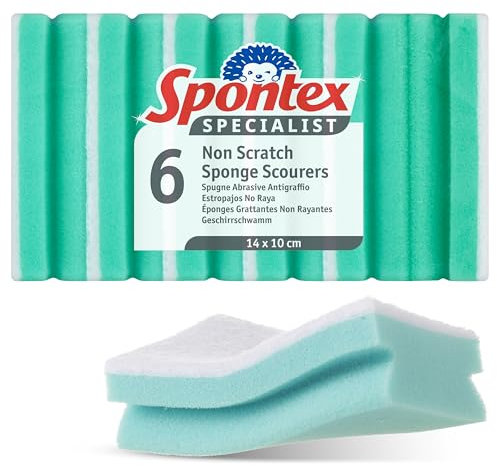 Spontex Specialist Spugna per lavare i piatti antigraffio XL, Riutilizzabile e versatile per la pulizia professionale,Confezione da 6