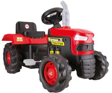 Dolu Traktor zum Reiten in Rot für Kinder ab 3 Jahren, Traktorspielzeug zum Fahren mit Pedalbetrieb und Lernfunktion - Ideales Spielzeug für drinnen und draußen - Rot