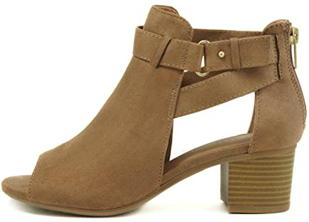 CITYCLASSIFIED Women's Shoes Invest Suede Peep Toe Ankle Fashion Boots,Tan,7.5