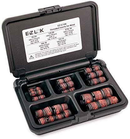 E-Z LOK-C108 Threaded Inserts For Metal; Assortment Kit; Carbon Steel; Heavy Wall; UNC Internal Threads, 10-24, 1/4-20, 5/16-18, 3/8-16, 1/2-13; 46 pieces