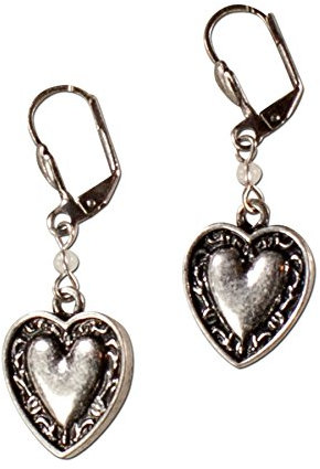 Alpenflüstern Trachten-Ohrhänger Trachtenherz - Damen-Trachtenschmuck, Trachten-Ohrringe (antik-silber-farben) DOR022