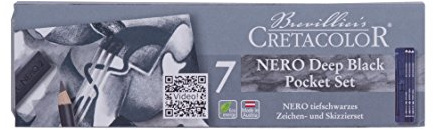 CRETACOLOR Pocket Set, Urban Sketching, set de dibujo a carboncillo/carbón, 8 piezas, equipo básico, diversos materiales de dibujo, adecuado para artistas y aficionados