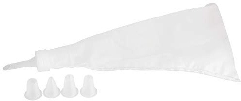 Zenker Manga Pastelera Reutilizable, Incluye 5 boquillas Intercambiables, Manga para Repostería de Polietileno y Polipropileno, 27x15cm, manga para repostería, Color Blanco, 1 ud.