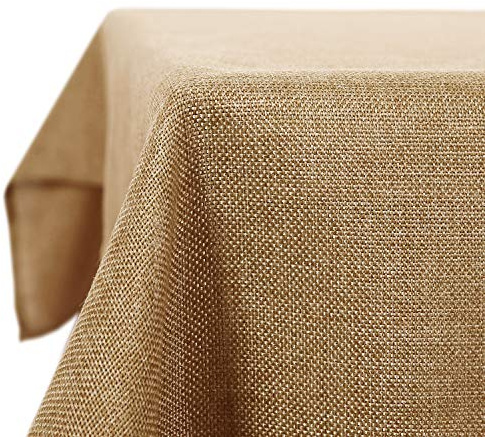 Deconovo Tovaglia Rettangolare in Finto Lino per Sala da Pranzo, Tovaglia Elegante Tinta Unita, 130x220 CM, Giallo Terroso, 1 Pezzo