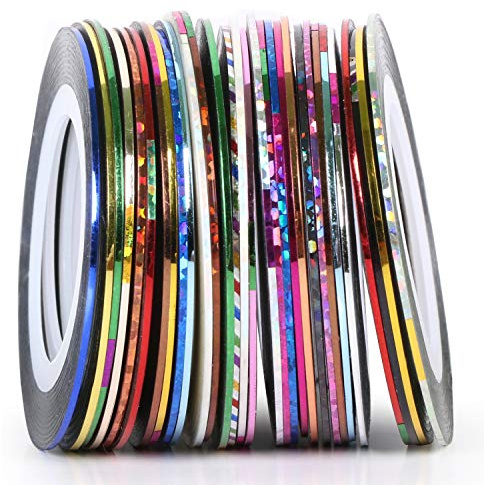 TRIXES Striping Tape för Nagelkonst – 30x 20 m Rullar | Nödvändiga Tillbehör för Nagelkonstnärer och Skönhetsentusiaster Hemma – Använd med UV-Gel, Akryl m.m.