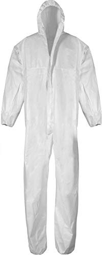 normani 1-10 Stück Einweg Schutzanzug Overall aus Polypropylen mit Kapuze und Reißverschluss [Gr. M-XXXL] Farbe 1 Stück Größe XXL