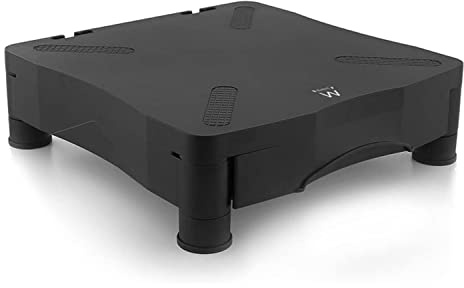 Ewent EW1280 - Soporte para monitor con elevación regulable y cajón organizador, Negro