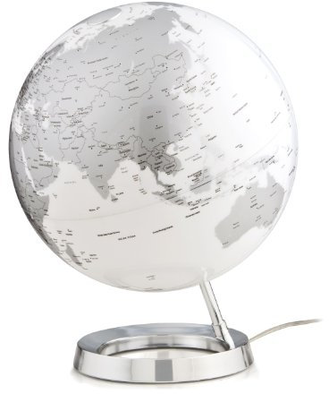 TECNODIDATTICA – Globo terráqueo Light&Colour Metal Chrome | Luminoso, Giratorio, con cartografía Política actualizada | Lámpara de diseño | Diámetro 30 cm