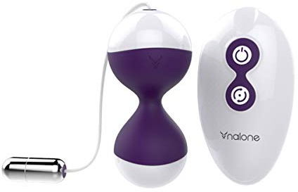 Nalone Miu Miu - Palline d'amore con uovo vibrante per allenamento del pavimento pelvico con telecomando e 7 modalità di vibrazione, viola